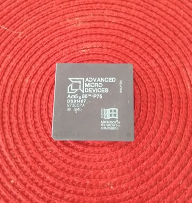 AMD Am5x86-P75 AMD-X5-133ADW Socket 3 Ceramic ✅ Very Rare Collectible  Gold CPU - Image 1 of 2