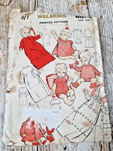 Weldons Sewing Pattern 8624 Christening Gown Leyette Bonnet Vintage 1950s 1960s - Picture 1 of 3