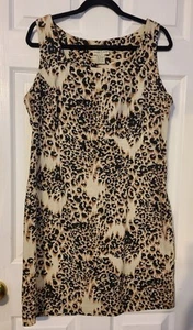 Vintage Studio Ease Dress Womens Size 14 Animal Print Shift Linen Blend  - Picture 1 of 8
