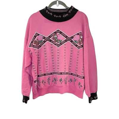 Sudadera De Colección Años 80 90 Osos de Peluche Floral Rosa Crew Cottagecore Pradera Pequeña Foto 1 de 4
