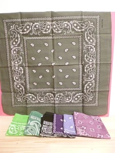 7 x Halstuch Bandana 50 x 50 cm Konvolut grün lila schwarz grau türkis - Biker - Bild 1 von 7