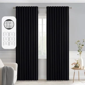 Back Tab Blackout Curtains 90 Inch Long 2 Panels Set for Living Room Bedroom - Picture 1 of 9