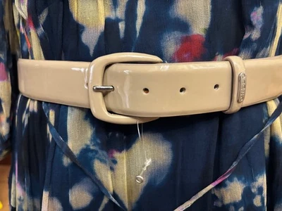 New LAUREN by Ralph Lauren Patent Leather Beige Belt Leather Buckle M - Image 1 of 4