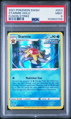 2021 POKEMON SWORD & SHIELD FUSION STRIKE #053 STARMIE HOLO PSA 9 POP 21 #53 - Image 1 of 2