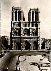 Foto postal real de colección París Francia Notre Dame catedral fachada oeste RPPC c1930 - Imagen 1 de 3
