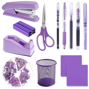 12 Pcs Purple Office Supplies Purple Desk Accessories Stapler with Staples Ta... - Picture 1 of 6