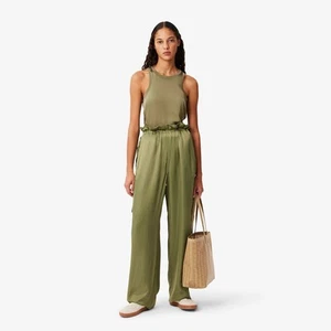 Women's Lacoste Slim Fit Fluid Satin Tank Top in Green - Picture 1 of 6