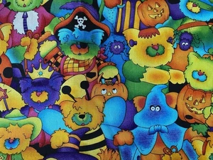 Kidstuff Cheri Strole Halloween Scaredy Cat Fabric 3 Yards Bear Pirate Ghost Bee - Picture 1 of 7