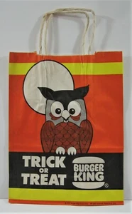 Bolso de Halloween Burger King 1977 truco o trato con asas stock antiguo - Imagen 1 de 2