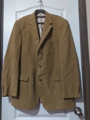 44 L Andrew Fezza Solid Beige Faux Suede 3 Btn Men Jacket Sport Coat Blazer NWOT - Image 1 of 4