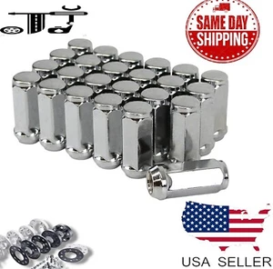 20Pcs Chrome 2" Tall 1/2-20 Acorn Lug Nut 3/4" Hex Fit Dodge Jeep Jaguar GMC - Picture 1 of 5