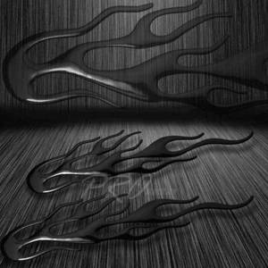 2X 6,25" Elevado Emblema de Vinilo Logotipo Carenado/Guardabarros Pegatina Fuego/Llama Negro Brillante - Imagen 1 de 1