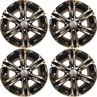 EZ-GO Golf Cart RIM WHEEL 12x7 4/4 [ SET OF 4 ] Aluminum Black & Machined - Image 1 of 4