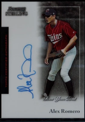 亚历克斯·罗梅罗(双胞胎)2004 年 Bowman Sterling 第 1 年新秀卡亲笔签名完好 + — 第 1/2 张图片