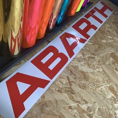 BMW ABARTH Logo Size Gloss Red 100cm / 1 Metre Sunstrip Size Other Colours Available