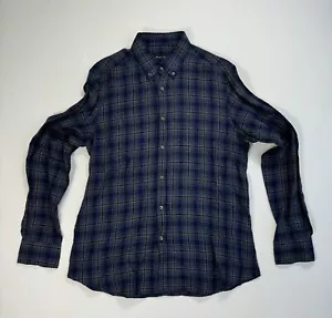 Massimo Dutti Men’s XL 100% Linen Button Down Shirt Grey Blue Designer Modern - Picture 1 of 8