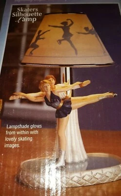 Silhouette Lamp Shade Lampshade Ice Skating Sport Silver Lamp - Image 1 of 4