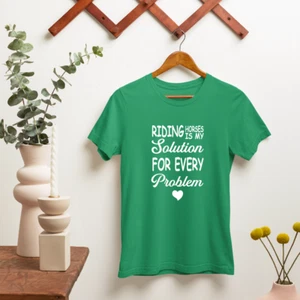 RIDING HORSES IS MY SOLUTION T-SHIRT EQUESTRIAN LOVERS PETS RIDING FUNNY GIFTS - Picture 1 of 22