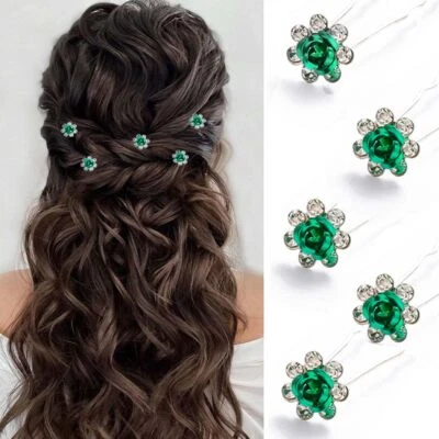 Alfileres para el cabello con flores estrás piezas para el cabello de novia boda accesorios para el cabello... Foto 1 de 4