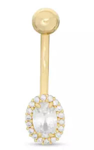 New Heart Belly Button Ring Body Jewelry Real Solid 10k Yellow Gold - Picture 1 of 2