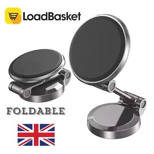 Magnetic Phone Holder in Car Stand Foldable Magnet Mobile Phone Mount Bracket UK - Picture 1 of 10