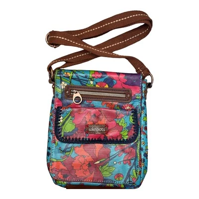 Bolso Bandolera SAKROOTS Floral Paz Multicolor Soporte Para Tarjetas Pasaporte Cartera Foto 1 de 4