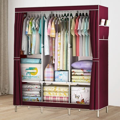 67" Clothes Storage Closet Organizer Wardrobe Rack Shelf Dustproof Home Portable - Image 1 of 4