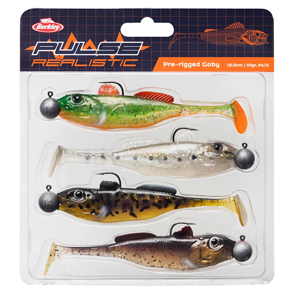 BERKLEY Pulse Realistic Pre-Rigged Goby 7cm 7g 2/0 | 4 Gummifische mit Jighaken