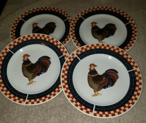Menge 4 Majesticware von Oneida's "Calico Hahn" 7 7/8" Durchmesser Teller Huhn - Bild 1 von 8