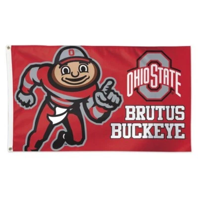 OHIO STATE BUCKEYES BRUTUS DELUXE 3'X5' HOUSE FLAG WALL BANNER NCAA LICENSED - Image 1 of 2