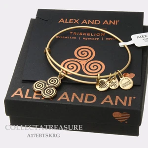 Authentic Alex and Ani Triskelion Rafaelian Gold Expandable Charm Bangle - Picture 1 of 1