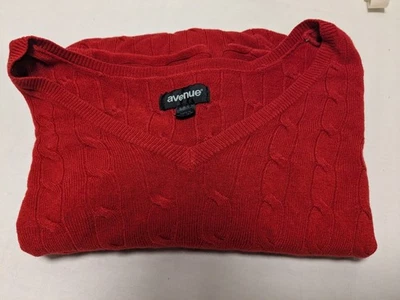 Women's Plus Size 22-24 Red Avenue Cable Knit V Neck Sweater - Image 1 of 4