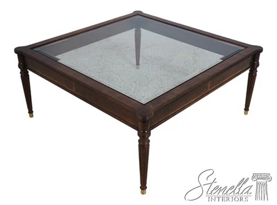 70524: HENREDON Sheraton Style Glass Top Coffee Table - Image 1 of 4