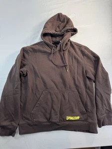 H&M Spongebob Hoodie Mens M Medium Brown Graphic Print Hooded Sweatshirt Pocket - Picture 1 of 9