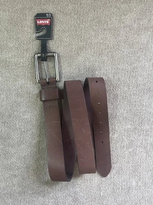 Levis Belt Brown Leather XL 42-44 Adjustable Retro Grunge Silver 90s Y2K Logo - Image 1 of 4