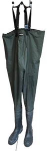 Frogg Toggs Cascades 2-ply Poly/Rubber Cleated Bootfoot Chest Wader Sz 13 EUC - Picture 1 of 13