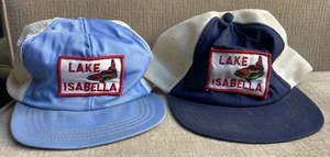 Vintage Pair Lake Isabella Trucker Mesh Snapback Adjustable Trucker Hats Caps - Picture 1 of 23
