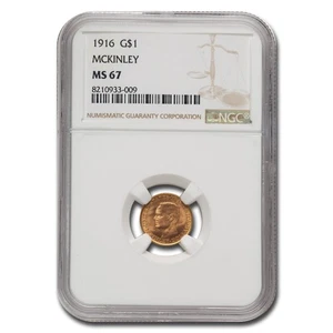 1916 Gold $1.00 McKinley Commem MS-67 NGC - Picture 1 of 3