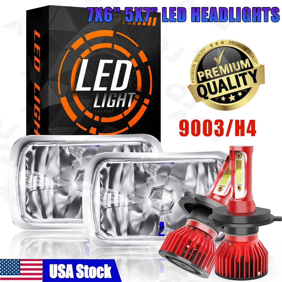 7x6" 5x7 LED Headlights Hi/Lo Lamps For Plymouth Colt 1983-1990 Foto 1 de 4