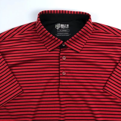 Camisa polo masculina Rule 18 Bobby Jones desempenho golfe XL listra vermelha - Imagem 1 de 4