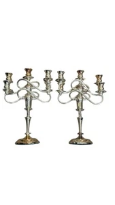 Dos candelabros vintage con brazo oscilante para 5 velas hechos en Japón - Imagen 1 de 4