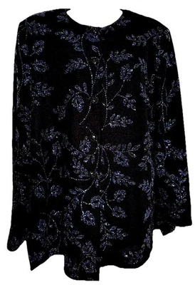Vestidos Leslie Fay 16P Ropa de Noche Botón Frontal Top Negro LS Azul Brillante De Colección Foto 1 de 4