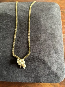 Damen Collier 585 gelb gold mit Perlen Und Diamantsplittern - Bild 1 von 9