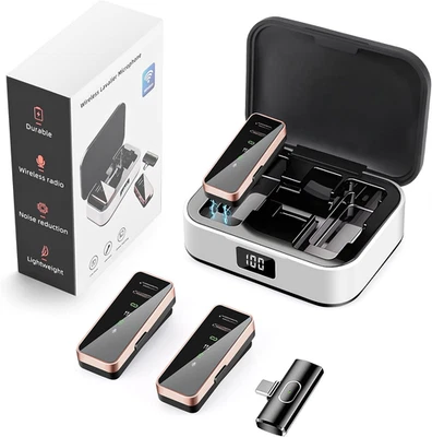 Wireless Lavalier Mikrofon, Mit LED Bildschirmanzeige Und Ladebox, Mini Mikrofon - Bild 1 von 4