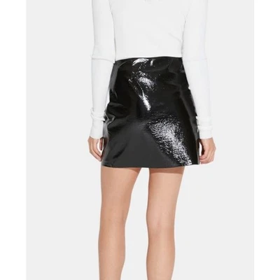 Theory Women's Clean Mini Skirt Faux Patent Leather NWT 298 Black Sz 10 - Image 1 of 4