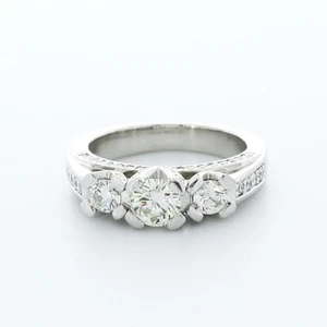 1.5ct Lab-Created Diamond E/VVS1 Round 14K White Gold Vintage Engagement Ring - Picture 1 of 4