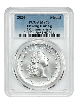 2024 Flowing Hair Silver Medal PCGS MS70 (230th Anniversary) - Image 1 of 4