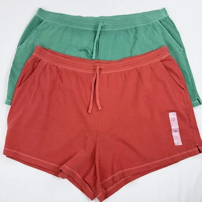 Juego corto Old Navy Plus para mujer de felpa francesa 4X naranja verde Foto 1 de 4