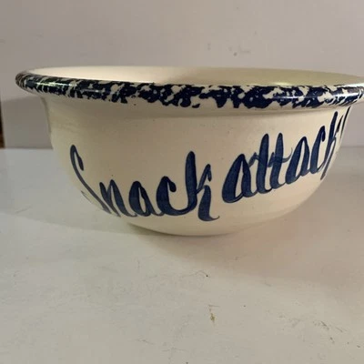 Cuenco de palomitas de maíz de cerámica vintage de 9” dice ataque de bocadillos y eso es todo lo popular Foto 1 de 4