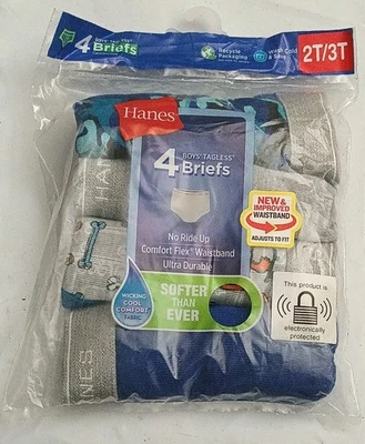 4 pack of Hanes Toddler Boys Tagless  Briefs Wicking Comfort Cotton Size 2T/3T - Image 1 of 4